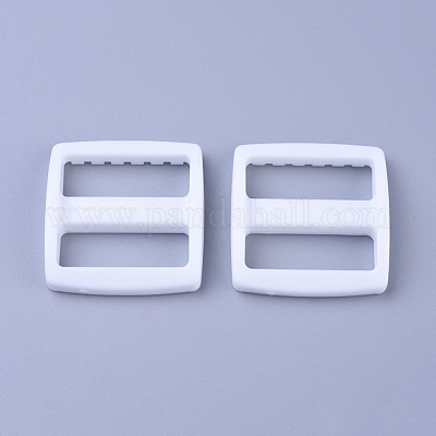 プラスチックバックル  長方形  ホワイト  33x31.5x7mm  穴：9x25.5mm&nbsp;KY-WH0020-11-1