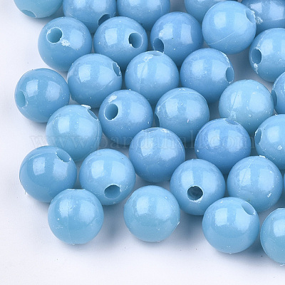プラスチックビーズ  ラウンド  ディープスカイブルー  9.5mm  穴：2.5mm  約1100個/500g&nbsp;KY-Q051-01A-01-1