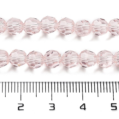 ミスティローズカラー ファセット(32面) ラウンドガラスビーズ連売り