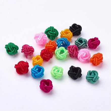 ポリエステルファブリックビーズ  ラウンド  ミックスカラー  6x5mm  穴：4mm  約200個/袋&nbsp;WOVE-N002-M-1