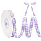 Polyester Ribbon, Grid, Lilac, 3/8 inch(10mm)