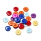 Resin Buttons, Dyed, Flat Round, Mixed Color, 25x3mm, Hole: 2mm, 98pcs/bag