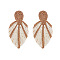 Raffia Stud Dangle Earrings, Leaf, PapayaWhip, 80x43mm