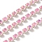 Iron Rhinestone Cup Chains, with Spool, Silver, Light Rose, 3x3x2.5mm, about 10yards/roll