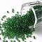 Glass Seed Beads, Transparent, Round, Green, 12/0, 2mm, Hole: 1mm, about 30000 beads/pound