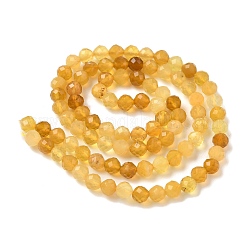 天然石イエローオパールビーズ連売り  多面カット  ラウンド  4mm  穴：0.7mm  約98個/連  15.51''（39.4センチメートル）&nbsp;G-D306-A05-4mm