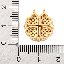 真鍮製マイクロパヴェキュービックジルコニアペンダント  クローバーチャーム  ゴールドカラー  17x15x4.5mm  穴：1.2mm&nbsp;KK-U039-01G