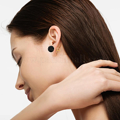 6セット925個のスターリングシルバー製イヤリングナットとピン  ゴールドカラー  6x4.5mm  穴：0.7mm  11x1mm  2個/セット&nbsp;STER-BBC0008-58G