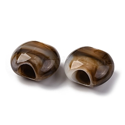 ツートンの不透明アクリルビーズ  フラットラウンド  ココナッツブラウン  29x35x19.5mm  穴：14mm&nbsp;OACR-Z025-02B