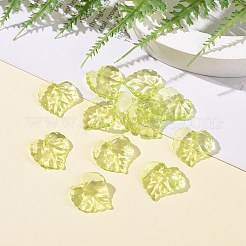 透明なアクリルパーツ  葉  グリーン  約15mm長  15 mm幅  厚さ2mm  穴：1.5mm  1700個/ 500g&nbsp;DBLA410-9