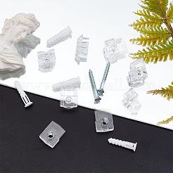 プラスチックミラー吊り下げキット64セット  鉄ネジとウォールアンカー付き  ミラーキャビネットドア固定用  ホワイト  20x16x8~11mm  穴：5mm  64セット&nbsp;DIY-CA0003-74