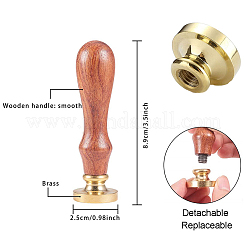 真鍮ワックスシーリングスタンプ  天然木のハンドル付き  DIYスクラップブッキング用  植物模様  スタンプ：25mm  ハンドル：79.5x21.5mm&nbsp;AJEW-CP0002-24-71
