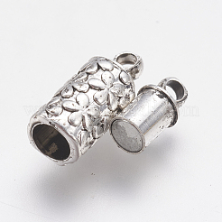 ループ付き真鍮製マグネットクラスプ  長持ちメッキ  コラム  ミックスカラー  16.5x5.5mm  穴：2mm&nbsp;KK-F739-04