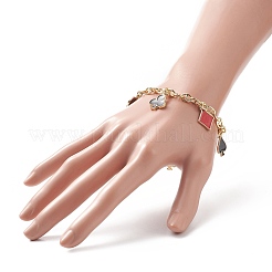 トランプ合金エナメルチャームブレスレット  女性用304ステンレスジュエリー  カラフル  7-1/2インチ（19cm）&nbsp;BJEW-JB09935
