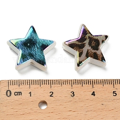 虹色の玉虫色のプリント不透明アクリルビーズ  混合スタイル  スター  22x23.5x8mm  穴：2.5mm&nbsp;OACR-D316-01A-01
