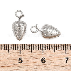 304ステンレススチールチャーム  フルーツチャーム  ステンレス鋼色  苺  13.5x6.5x5mm  穴：2mm&nbsp;SA-CBAC865-04C-P