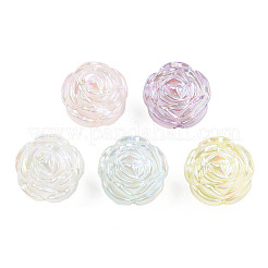 メッキアクリルビーズ  パールカラーの  花  ミックスカラー  24x24x23mm  穴：3.5mm&nbsp;OACR-N010-048B