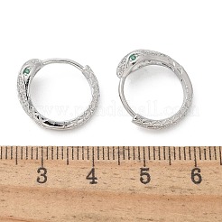 真鍮クリアキュービックジルコニアフープピアス  ヘビ  プラチナ  15x15x6mm&nbsp;EJEW-Q014-20P