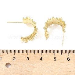 真鍮マイクロパヴェクリアキュービックジルコニアスタッドピアスのパーツ  14KGP本金メッキ  長方形  17x12.5mm  穴：1.2mm  ピン：1mm&nbsp;KK-Z106-02G-01