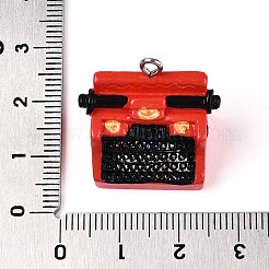 レトロな樹脂ペンダント  鉄のパーツと  写真の小道具  レッド  19x23.5x15.5mm  穴：2mm&nbsp;RESI-ZX018-14