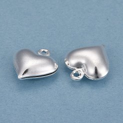 真鍮製チャーム  カドミウムフリー＆鉛フリー  ハート  925銀メッキ  13x11.5x3.5mm  穴：1.2mm&nbsp;KK-H739-03C-S
