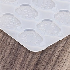 DIYペンダントシリコンモールド  レジン型  UVレジン用  エポキシ樹脂ジュエリー作り  イースターエッグペンダント  ホワイト  144x100x4.5mm  穴：3.3mm  内径：33x21mm&nbsp;LS-SIL-B077-01B