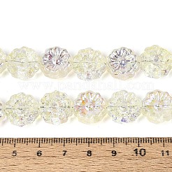 電気メッキ透明ガラスビーズ連売り  スモモの花  ABカラーメッキ  淡黄色  14~14.5x14~14.5x6~6.5mm  穴：1~1.2mm  約45個/連  24.41~24.80インチ（62~63cm）&nbsp;EGLA-N055-01I