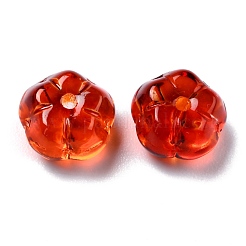 秋のテーマ透明とんぼ玉  グリッターパウダー付き  カボチャ  ミックスカラー  9.5~10x6mm  穴：1.2mm&nbsp;GLAA-P049-A