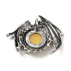 天然＆合成混合原石のペンダント  ドラゴンチャーム  ラック メッキ アンティーク シルバー トーン合金パーツ  カドミウムフリー＆鉛フリー  染めと未染色の混合  40x48x12mm  穴：9x6mm&nbsp;G-B033-05AS