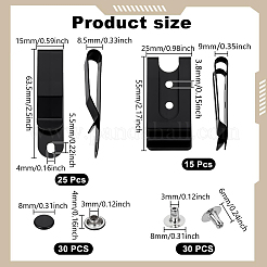 鉄製携帯電話バッククリップ25個  鉄製ウエストベルトクリップ15袋付き  ブラック  63.5x15x8.5mm  穴：5.5x4mm&nbsp;AJEW-NB0007-09EB