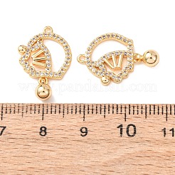 真鍮製マイクロパヴェキュービックジルコニアペンダント  ニッケルフリー  18KGP本金メッキ  透明  21x13.5x4mm  穴：1mm&nbsp;KK-A284-04G