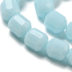 オペークガラスビーズ連売り  ファセットバレル  ライトブルー  6.5~7x6mm  穴：1mm  約78個/連  20.28~21.65インチ（51.5~55cm）&nbsp;GLAA-G112-03Q