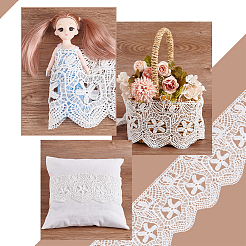 15ヤードのコットン刺繍フラワーレースリボン  服飾材料  ホワイト  5-1/8インチ（130mm）  約15.00ヤード（13.72m）/ pc&nbsp;OCOR-WH0086-91A