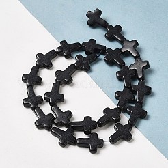 合成ターコイズ染色ビーズ連売り  宗教クロス  ブラック  15.5x12x4mm  穴：1.4mm  約24~26個/連  14.96''~16.14''（38~41センチメートル）&nbsp;G-P507-06E