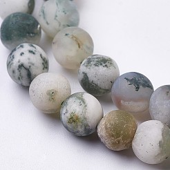 天然樹木瑪瑙ツリーアゲートビーズ連売り  艶消し  ラウンド  6~6.5mm  穴：0.5mm  約62個/連  14.7インチ（37.5cm）&nbsp;G-J376-11F-6mm