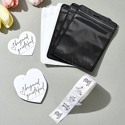 感謝祭テーマの長方形プラスチック包装陰陽再封可能袋  紙製のサンキューギフトステッカーロールとコート紙製のサンキューグリーティングカード付き  ミックスカラー  14.8x10.5x0.24cm&nbsp;OPP-FS0001-12