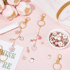DIYキーキアン作成キット  真鍮製のツイストチェーンを含む  合金エナメルフラワーペンダント  合金キーホルダークラスプ  鉄オープン丸カン  ミックスカラー  3x2x0.45mm&nbsp;DIY-BM0001-41