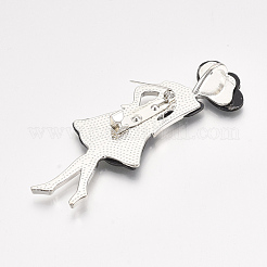 シェルブローチ/ペンダント  合金パーツと樹脂底  女性  プラチナ  カラフル  85x31x12mm  穴：9x5.5mm  ピン：0.6mm&nbsp;SHEL-S275-42A
