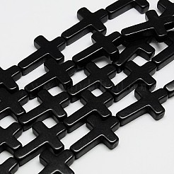 合成ターコイズビーズ連売り  染め  クロス  ブラック  16x12x3.5mm  穴：1mm  約24個/連  15.25インチ&nbsp;TURQ-G112-12x16mm-10