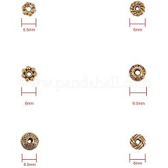 亜鉛合金スペーサービーズ  ミックスカラー  5.5~6.5x2~7.5mm  穴：1~2mm  梱包箱：16.5x10.8x3cm&nbsp;PALLOY-PH0012-28