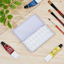 水彩絵の具の缶プラスチック鉄の箱  24のコンパートメント  塗装収納ボックス  アートペイント塗料貯蔵容器  ホワイト  6.4x12.3x1.5cm&nbsp;AJEW-WH0518-55