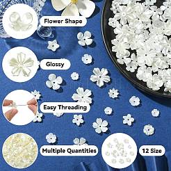 12 スタイル ABS プラスチック模造真珠と樹脂ビーズキャップ  花  ミックスカラー  7.5~20x8~20x2.5~6.5mm  穴：1.2~1.8mm&nbsp;DIY-CJ0002-40