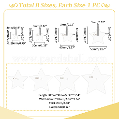 8枚 8種類のアクリルシート  DIYクラフト用品  スター  20x20x2mm  穴：3mm  1個/スタイル&nbsp;DIY-WH0622-148B