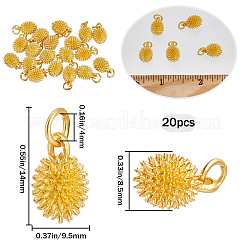 ラックメッキ合金チャーム20個  カドミウムフリー＆鉛フリー  ドリアン  マットゴールドカラー  14x9.5x8.5mm  穴：4mm&nbsp;PALLOY-SC0004-23