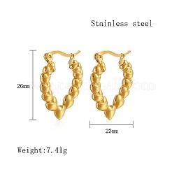 304ステンレススチールフープピアス  心の涙  ゴールドカラー  26x23mm&nbsp;PC3613-02