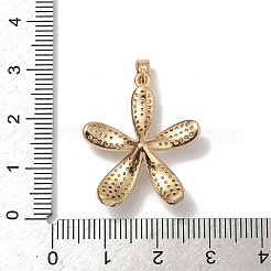真鍮マイクロパヴェクリアキュービックジルコニアペンダント  花  プラスチック模造パールと  ゴールドカラー  透明  27x23x7mm  穴：5x3mm&nbsp;KK-B138-02G