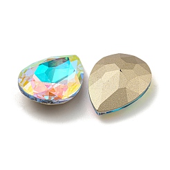 ガラスラインストーンカボション  ポイントバック＆バックメッキ  多面カット  ティアドロップ  アクアマリン  25x18x7mm&nbsp;RGLA-M017-D03-202ST