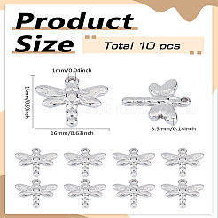201ステンレススチールペンダント10個  トンボ  ステンレス鋼色  15x16x3.5mm  穴：1mm&nbsp;STAS-LP0002-94