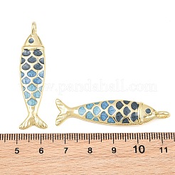 真鍮製エナメルペンダント  魚のチャーム  ラックめっき  長持ちメッキ  鉛フリー＆カドミウムフリー  18KGP本金メッキ  カラフル  41x11x6mm  穴：3.3mm&nbsp;KK-CBA3297-05C-G07