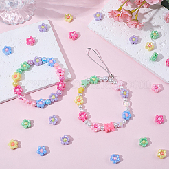 電気メッキ不透明樹脂ビーズ200個  花  ABカラーメッキ  ミックスカラー  12x13mm  穴：3mm  200pc&nbsp;RESI-SP0001-59B